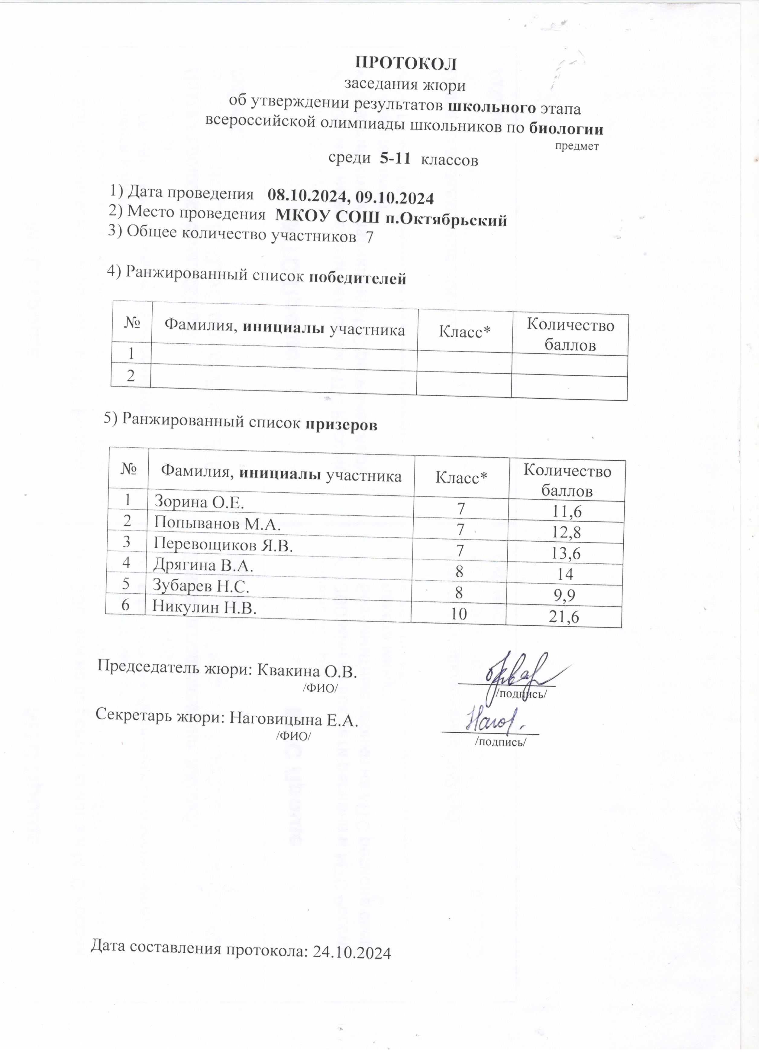 протокол биология.