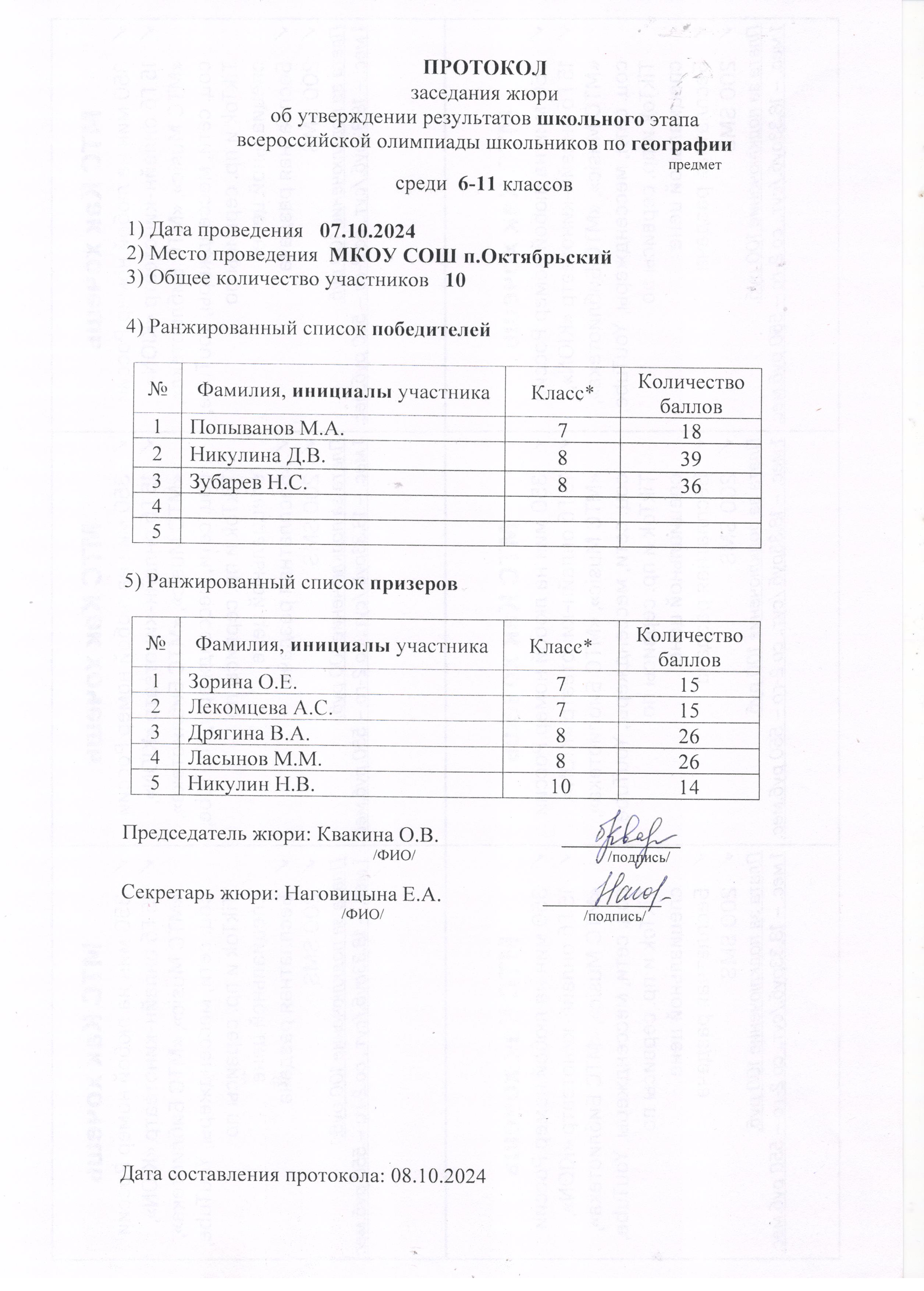 протокол география.